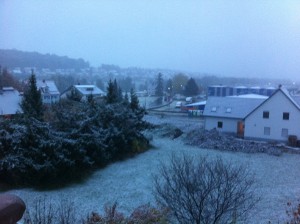Schneefall am 27.10.2012 in Schalkhausen