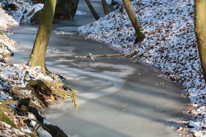 ... still und starr ruhte im Januar 2017 in Mittelfranken auch jeder Bachlauf. Foto: Hans-Martin Goede