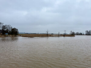 Die Schneeschmelze sorgte Mitte Februar an Rezat und Altmühl für ein sattes Hochwasser, das nur langsam wieder ablief. Foto: Hans-Martin Goede, 14.02.2026, hier die Altmühl bei Herrieden.